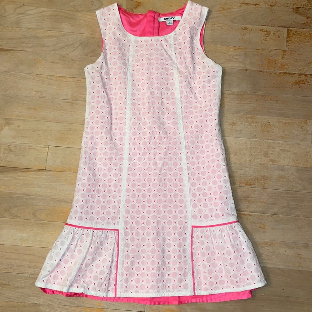DKNY Eyelet Overlay Sleeveless Sundress